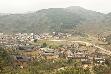 Image showing Tulou view from the top in Fujian, China