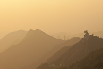 Image showing Mountain sunset in Hong Kong