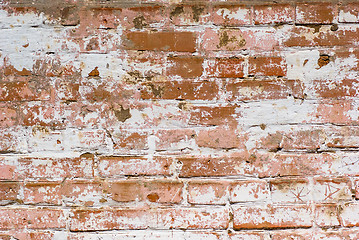 Image showing Flaked-off whitewashed brick wall