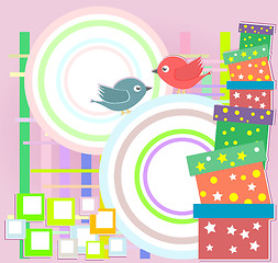 Image showing Vector birthday party card with cute birds