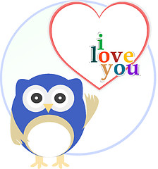 Image showing Cute owl with love heart