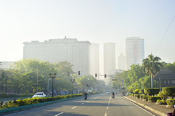 Image showing Manila road at sunrise 