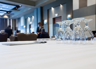 Image showing Conference room with tables with people