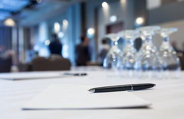 Image showing Conference room with tables with people