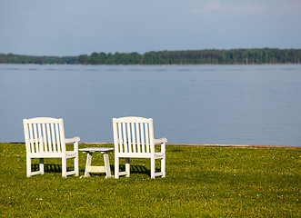 Image showing Pair of garden chairs by Chesapeake bay
