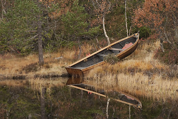 Image showing small boat in fall landscape