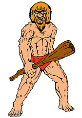 Image showing cartoon caveman holding club