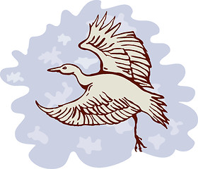 Image showing heron crane flying side view