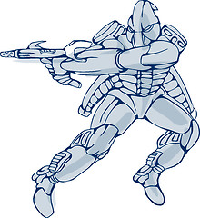 Image showing Mecha Robot Warrior With Ray Gun