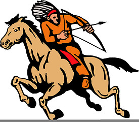 Image showing American Indian Riding Horse Bow And Arrow