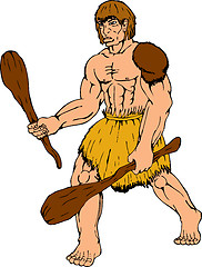 Image showing cartoon caveman holding club