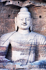 Image showing Giant buddha at Yungang Grottoes in Shannxi China