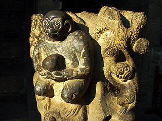 Image showing Ancient rock carving art of monkey