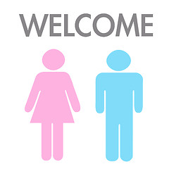 Image showing Welcome concept by man and woman, vector image.