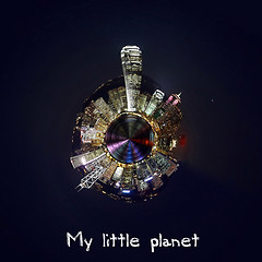 Image showing Hong Kong night view in a small planet concept