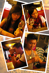 Image showing Asian people drinking wine in bar