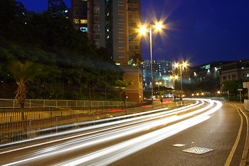 Image showing Traffic in city at night