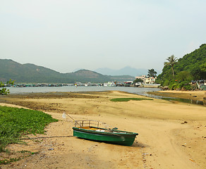 Image showing Lonely boat on the beach