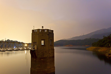 Image showing Sunset over the reservoir in Hong Kong