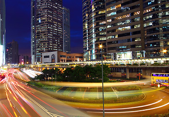 Image showing Traffic in downtown of a city, pearl of the east: Hong Kong. 