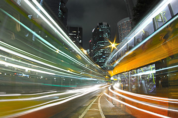 Image showing Traffic in Hong Kong city at night