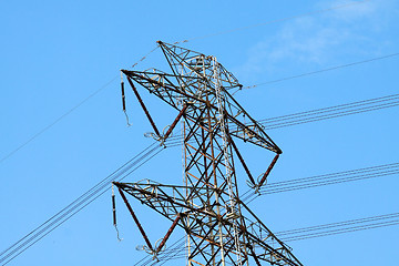 Image showing Power lines in high voltage