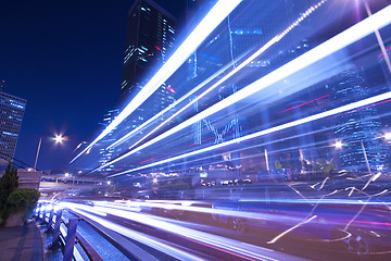 Image showing City traffic at night with light trails