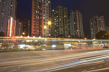 Image showing Busy traffic in city at night