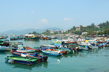 Image showing Fishing boats along the coast in Cheung Chau, Hong Kong.