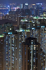 Image showing Hong Kong apartment blocks at night