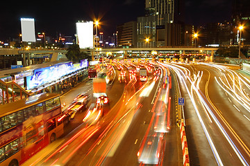 Image showing Traffic jam in Hong Kong outside the tunnel