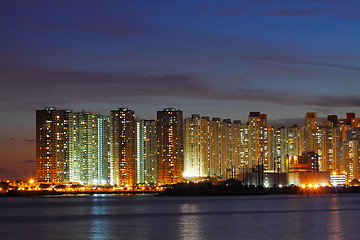 Image showing Hong Kong apartment blocks at night