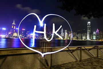 Image showing I love Hong Kong concept at night