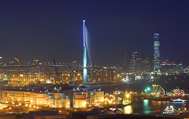 Image showing Hong Kong bridge and industrial site