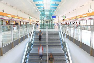 Image showing Moving people in a subway station