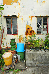 Image showing Chinese home with vintage wall, window and garden