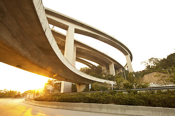 Image showing Highway and freeway at sunset in Hong Kong