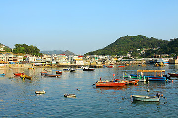 Image showing Coastal area with many fishing boats in Lamma Island, Hong Kong.