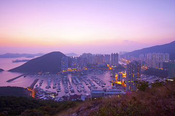 Image showing Hong Kong sunset at hilltop 