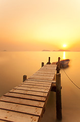 Image showing Jetty sunset over the ocean 