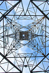 Image showing Electrical tower over a blue sky background