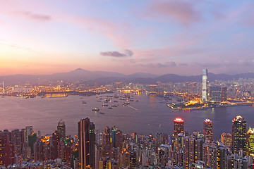 Image showing Hong Kong and office buildings at sunset time