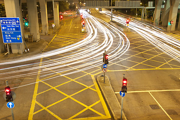 Image showing Traffic in Hong Kong at night