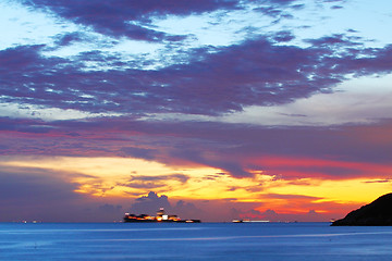 Image showing Seascape at sunset