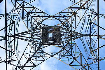 Image showing Electrical tower over a blue sky background