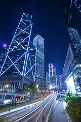 Image showing Traffic in downtown of Hong Kong at night