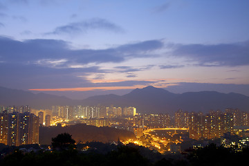 Image showing Hong Kong downtown at sunset time