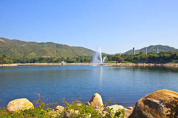 Image showing Lake under blue sky