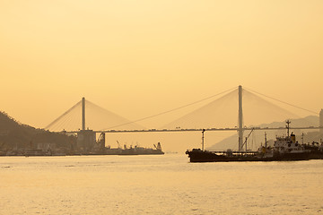 Image showing Ting Kau Bridge at sunset