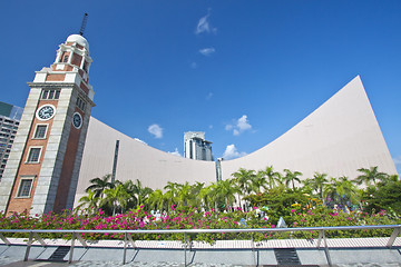 Image showing Clock tower in Hong Kong along waterfront